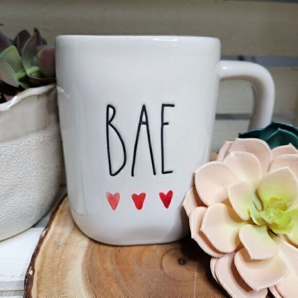 Rae Dunn CRAZY IN LOVE, BAE, SOUL MATE Artisan Magenta Love Set of 3 Mugs NEW - Picture 6 of 14